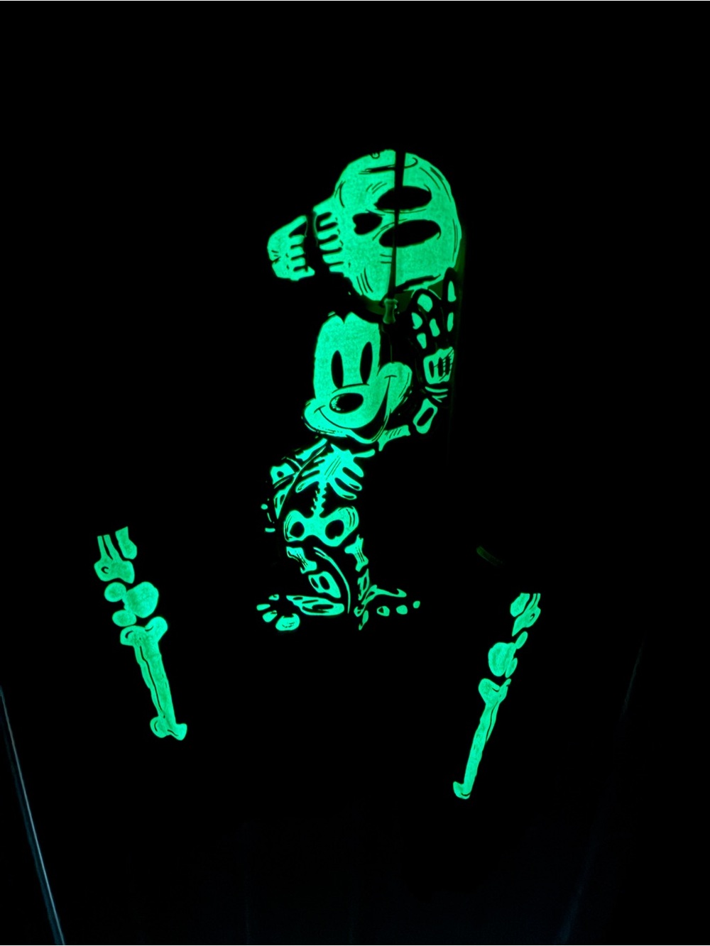 Disney Parks Mickey Mouse Skeleton Hoodie 3XL Black Glow Halloween